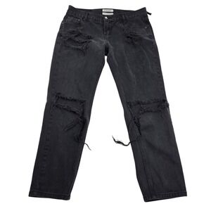 One Teaspoon Distressed Black Denim Jeans Ripped Destroyed Style Size 29 Grunge‎
